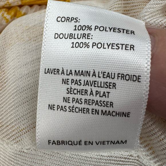 ASTR Yellow Mustard Paint Plisse Long Sleeve Surplice Wrap Top Womens XS V-Neck - Picture 10 of 10